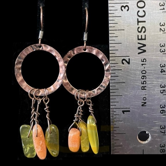 Copper Aventurine Citrine Semiprecious Gemstone Earrings Green Handcrafted - Picture 3 of 3